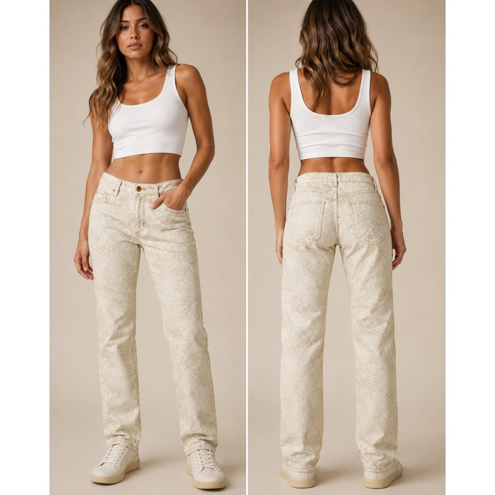 FDJ Snakeskin Print Mob Wife Retro Jeans Rocker Chic Boho Size 4 Pants 31x31.5 - Picture 1 of 7
